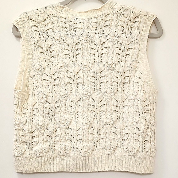 Zara Women's Knit Waistcoat Bejeweled Button Ivory Cream Vest Sz S - Picture 9 of 16